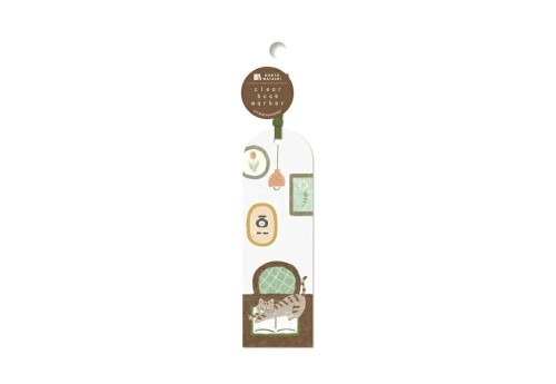 Furukawashika Zakładka Clear Bookmark HONTOWATASHI Stretching Cat.jpg