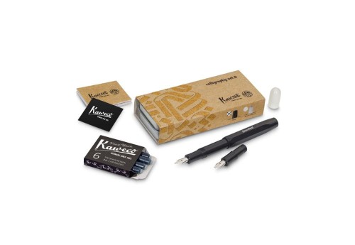 Kaweco Zestaw do Kaligrafii Czarny - 2 stalówki - Mały "S"