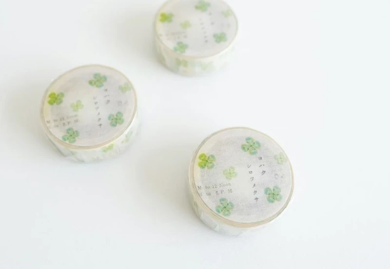 Yohaku Masking Tape Taśma Washi - White clover (6).jpg