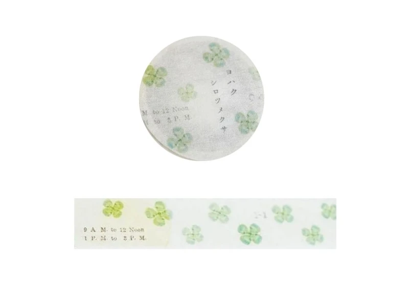 Yohaku Masking Tape Taśma Washi - White clover.jpg