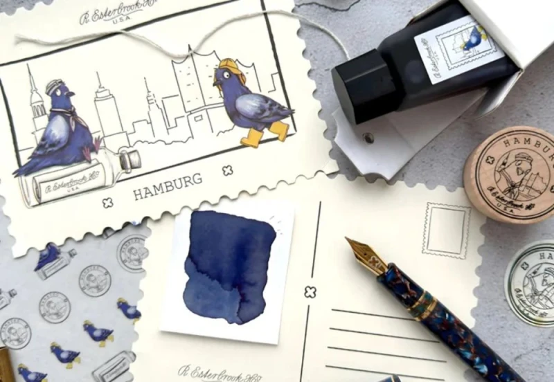 Zestaw Esterbrook Atrament + Stempel  Pigeon Poop Hamburg NOTEKA (2).jpg