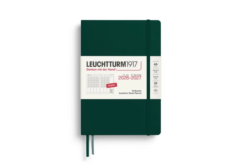 Leuchtturm1917 kalendarz akademicki 2026-2027 ciemna zieleń NOTEKA.jpg
