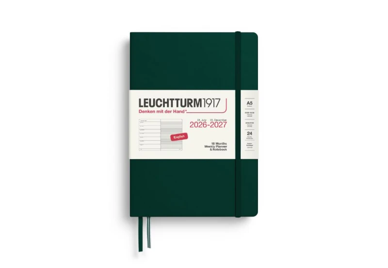Leuchtturm1917 kalendarz akademicki 2026-2027 ciemna zieleń NOTEKA.jpg