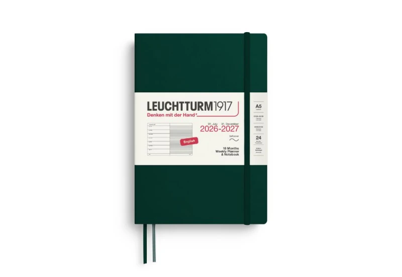 Leuchtturm1917 kalendarz akademicki 2026-2027 ciemna zieleń NOTEKA.jpg