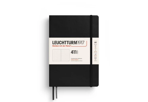 Leuchtturm1917 A5 411 stron: notes w kropki - czarny