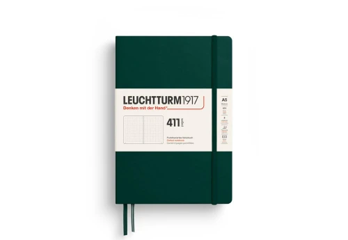 Leuchtturm1917 A5 411 stron: notes w kropki - ciemnozielony