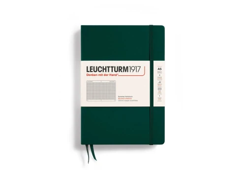 Leuchtturm1917 A5 Notes w kratkę - Ciemnozielony