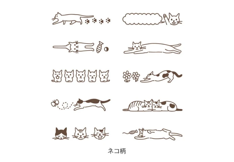 Midori Pieczątka Paintable Stamp Soft Color Brązowa Kot NOTEKA (3).jpg