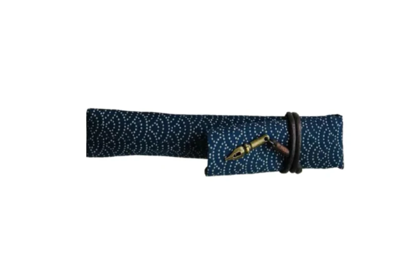 Kyokuhaku Japanese kiku pattern Pen Sleeve dark blue NOTEKA.jpg