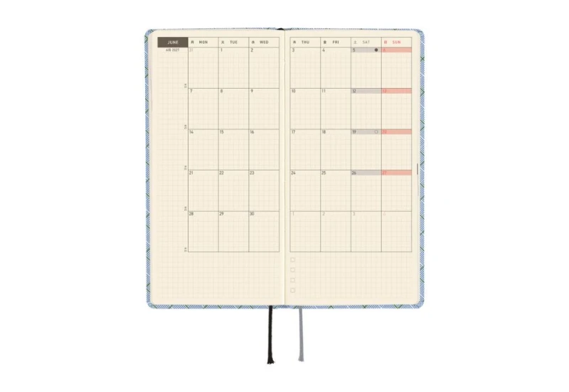 Hobonichi Techo Weeks 2027 Shirt Fabric_ Graph Plaid  - kalendarz tygodniowy ENG NOTEKA (4).jpg