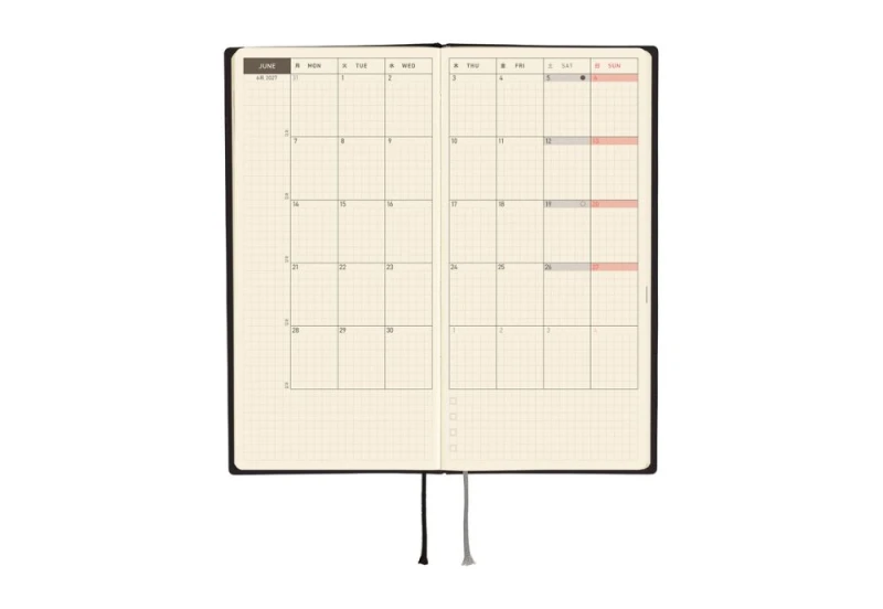 Hobonichi Techo Weeks 2027 White Line Black NOTEKA (4).jpg