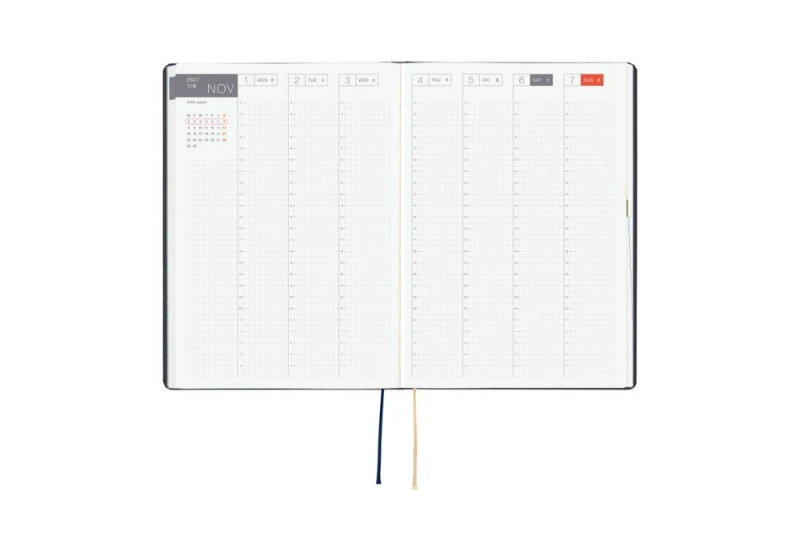 Hobonichi Techo HON A5 2027 Slash (Navy) - kalendarz dzienny ENG _ Jan Start _ Mon Start NOTEKA (3).jpg