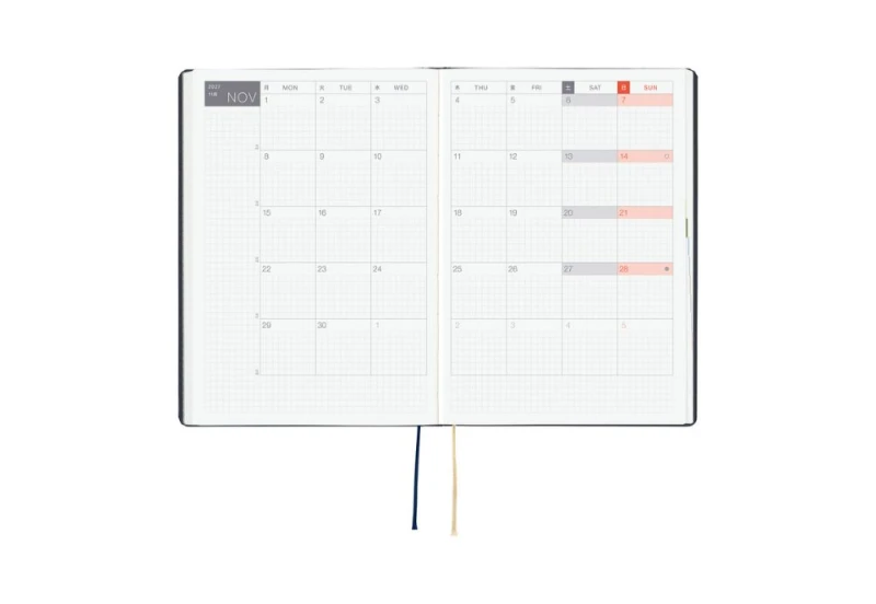 Hobonichi Techo HON A5 2027 Slash (Navy) - kalendarz dzienny ENG _ Jan Start _ Mon Start NOTEKA (6).jpg
