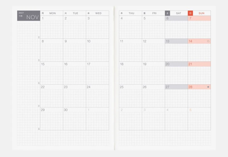 Hobonichi Techo Cousin A5 2027 - kalendarz dzienny ENG _ Jan Start _ Mon Start NOTEKA (5).jpg