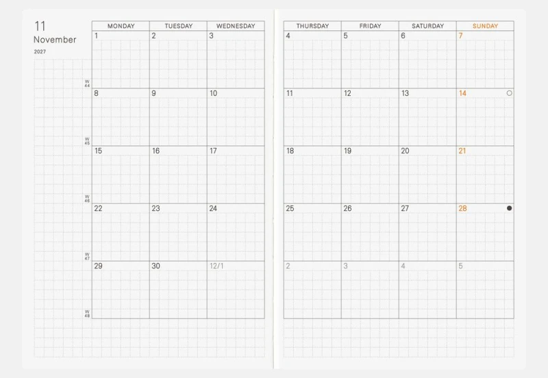 Hobonichi Techo Planner A6 2027 - kalendarz dzienny ENG _ Jan Start _ Mon Start (5).jpg