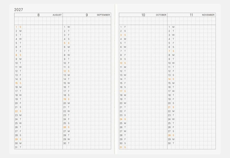 Hobonichi Techo Planner A6 2027 - kalendarz dzienny ENG _ Jan Start _ Mon Start (7).jpg