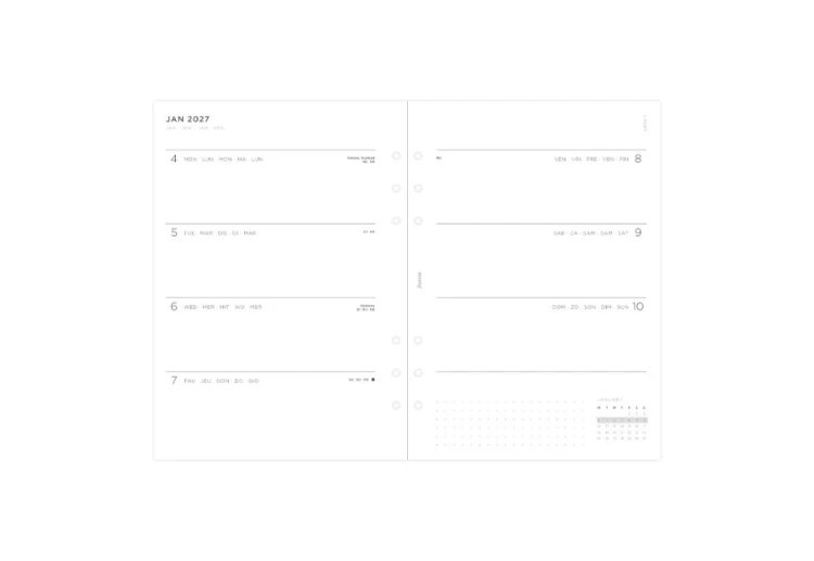 Filofax - Kalendarz 2026 Wkład A5 Tygodniowy Minimal Układ poziomy Wielojęzyczny (4).jpg