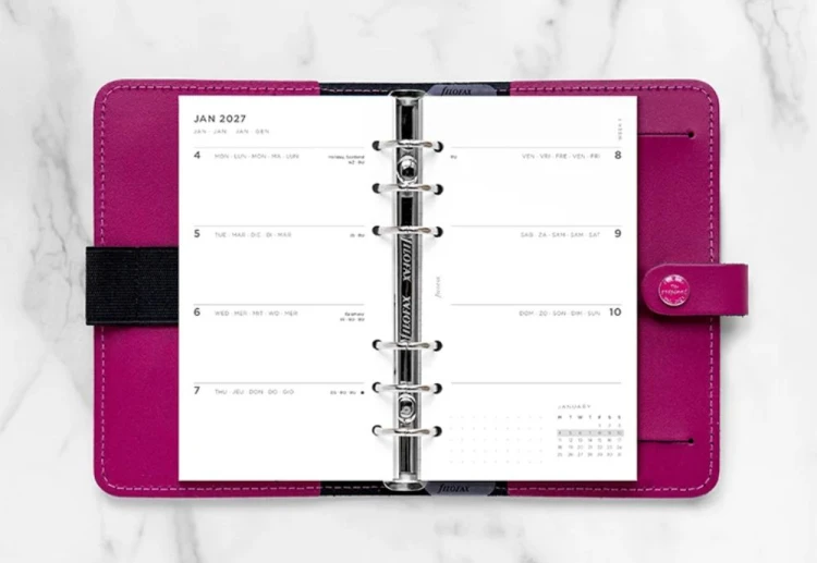 Filofax - Kalendarz 2027 Wkład Personal Tygodniowy Minimal Układ poziomy - tydzień na dwóch stronach (3).jpg