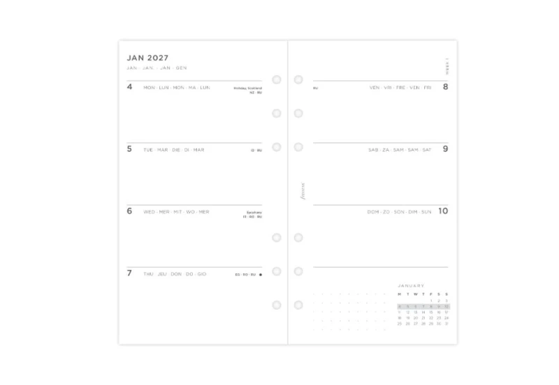 Filofax - Kalendarz 2027 Wkład Personal Tygodniowy Minimal Układ poziomy - tydzień na dwóch stronach (4).jpg
