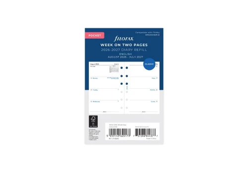 Filofax - Kalendarz 2026/2027 Pocket Wkład Tygodniowy Poziomy Akademicki