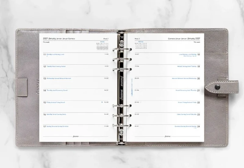 Filofax - Kalendarz 2027 Wkład Tygodniowy Classic A5 Układ poziomy Wielojęzyczny - tydzień na jednej stronie (3).jpg