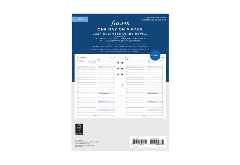 Filofax - Kalendarz 2027 Wkład A5 One Day On A Page Business Diary noteka.jpg