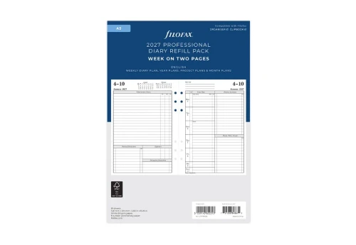 Filofax - Kalendarz tygodniowy Time Management Week To View Diary 2027 Wkład A5