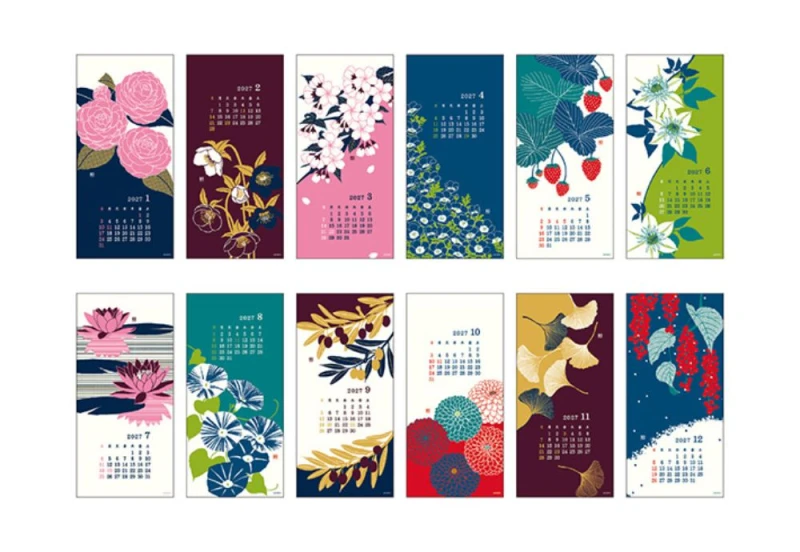 Midori Calendar Wall-Hanging Echizen Washi Kwiaty 2027 NOTEKA (5).jpg