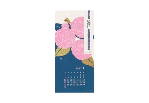 Midori Calendar Wall-Hanging Echizen Washi (S) - Kalendarz ścienny 2027 - Kwiaty