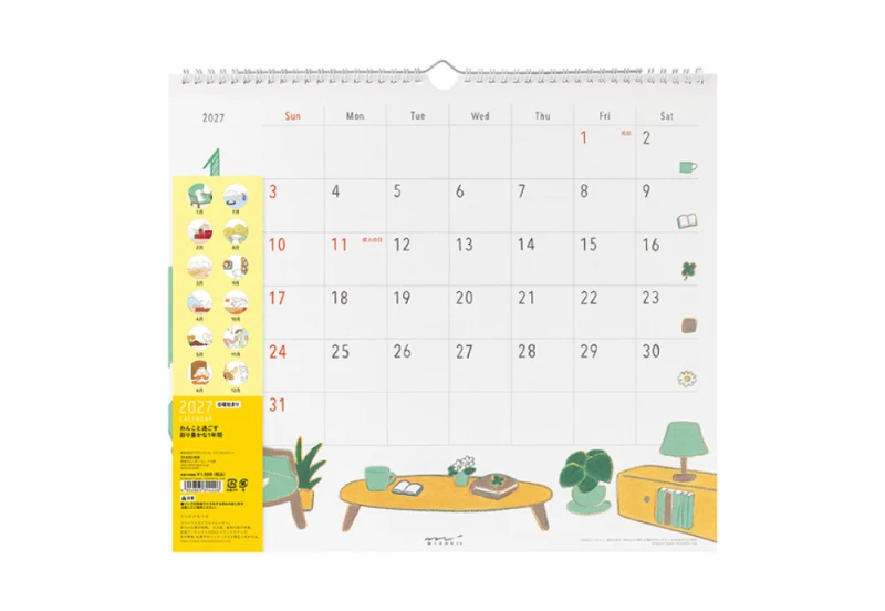 Midori Calendar Wall-Hanging (L) - Kalendarz Ścienny 2027 Pies NOTEKA.png