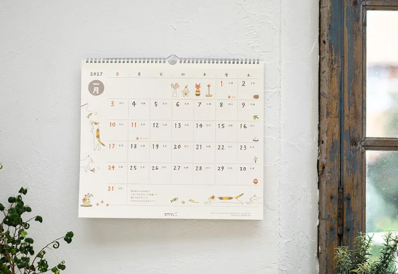 Midori Calendar Wall-Hanging (L) - Kalendarz Ścienny 2027 KOT NOTEKA (5).jpg