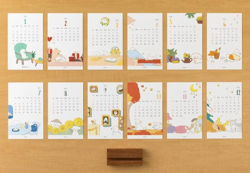 Midori Stand Calendar Dog 2027 kalendarz NOTEKA (5).jpg