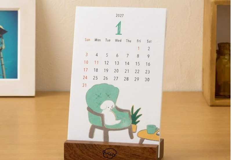 Midori Stand Calendar Dog 2027 kalendarz NOTEKA (6).jpg