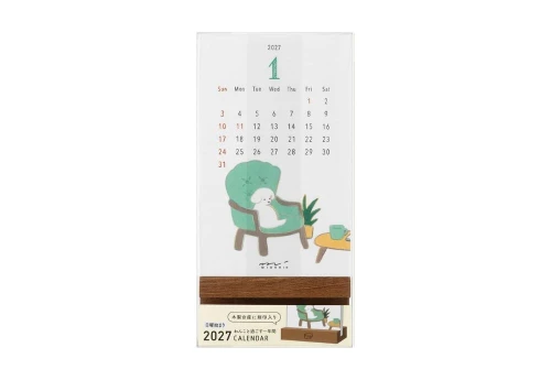 Midori Stand Calendar Dog - Kalendarz Biurkowy 2027 Pies