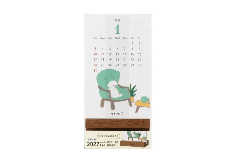 Midori Stand Calendar Dog 2027 kalendarz NOTEKA.jpg