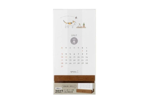 Midori Stand Calendar Cat - Kalendarz Biurkowy 2027 Kot