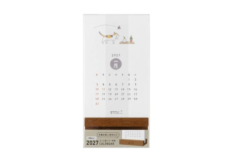 Midori Stand Calendar Cat 2027 kalendarz NOTEKA.jpg