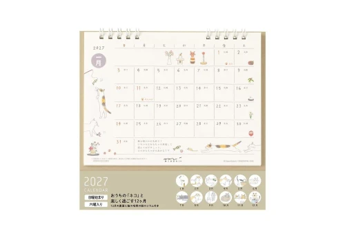 Midori Calendar Ring M - Kalendarz Biurkowy 2027 Kot