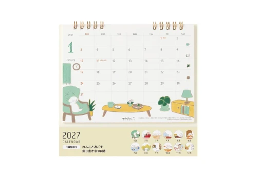 Midori Calendar Ring M - Kalendarz Biurkowy 2027 Pies