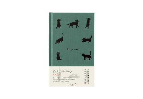 Midori Kalendarz Tygodniowy Book Style Diary B6 2027 Kot - Zielony noteka.jpg