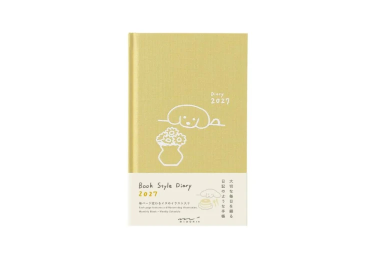 Midori Kalendarz Tygodniowy Book Style Diary B6 2027 Pies Żółty noteka.jpg