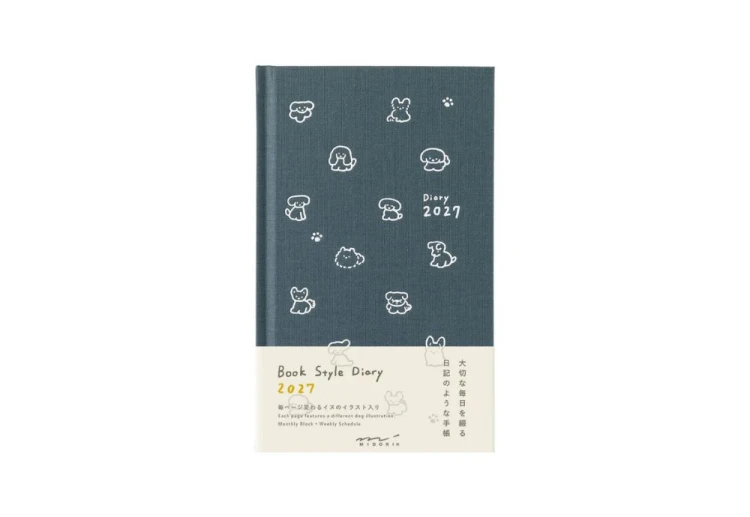 Midori Kalendarz Tygodniowy Book Style Diary B6 2027 Pies Granat noteka.jpg