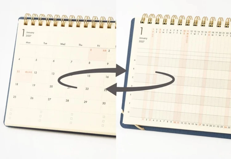 Midori Plus Stand Diary B6 Kalendarz miesięczny 2027 B6 Beżowy noteka (4).jpg
