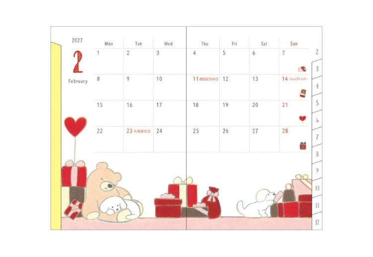 Midori Pocket Diary B7 Mini Kalendarz Miesięczny 2027 Pies noteka (5).jpg