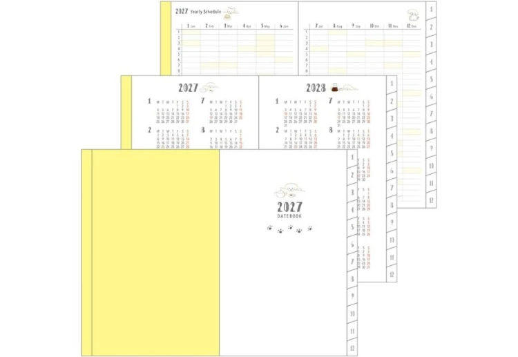Midori Pocket Diary B7 Mini Kalendarz Miesięczny 2027 Pies noteka (6).jpg
