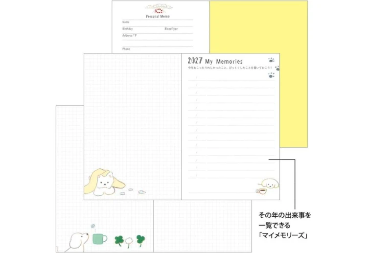 Midori Pocket Diary B7 Mini Kalendarz Miesięczny 2027 Pies noteka (7).jpg