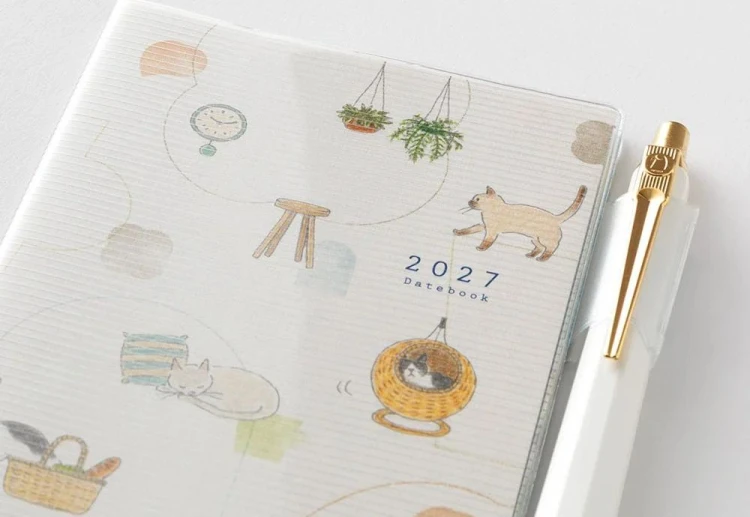 Midori Pocket Diary B7 Mini Kalendarz Miesięczny 2027 Kot noteka (3).jpg