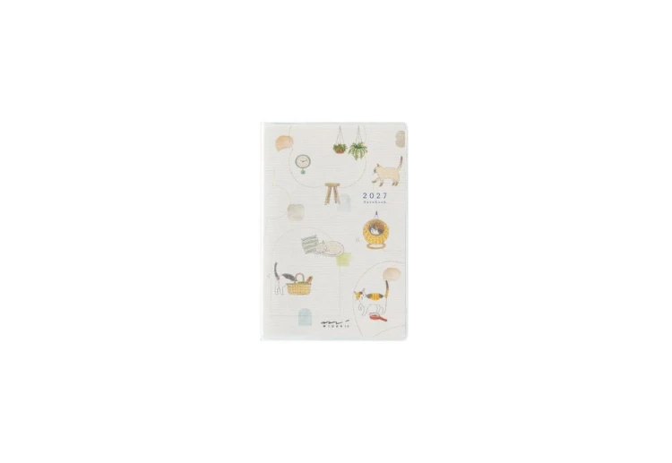 Midori Pocket Diary B7 Mini Kalendarz Miesięczny 2027 Kot noteka.jpg