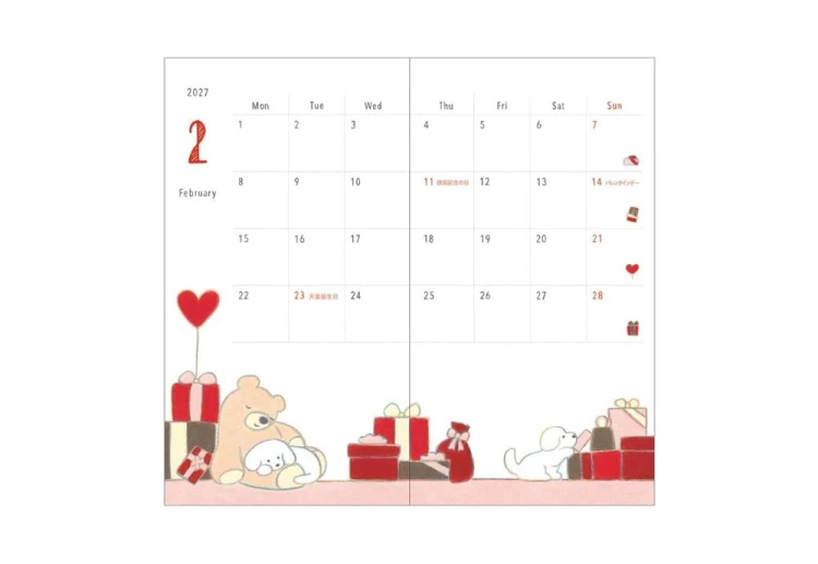 Midori Pocket Diary B6 slim Kalendarz Miesięczny 2027 Pies noteka (4).jpg