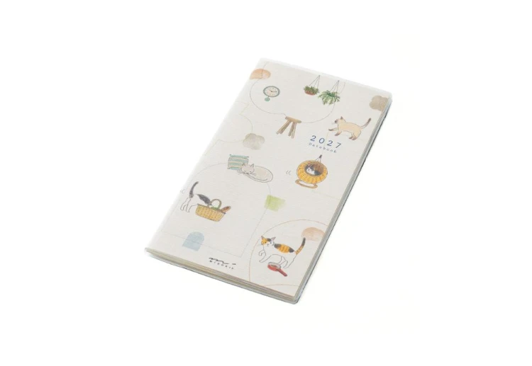 Midori Pocket Diary B6 slim Kalendarz Miesięczny 2027 Kot noteka (2).jpg